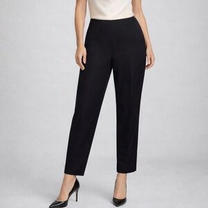 Lafayette 148 New York Silk/ Spandex Ankle Dress Pants Elastic Waist Black Sz 14